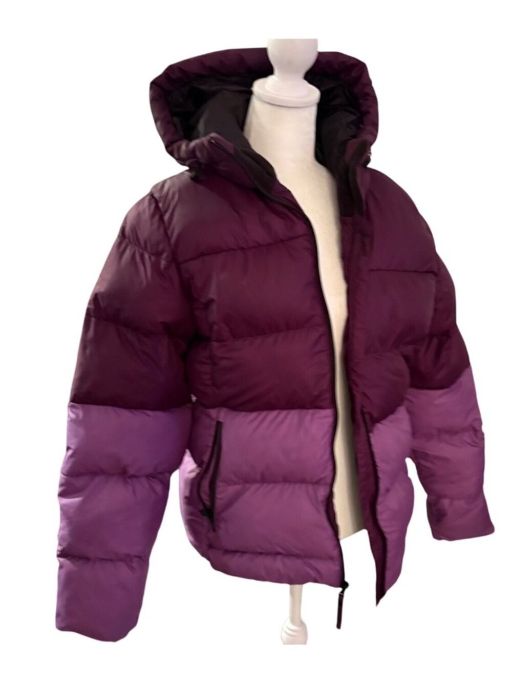 Helly Hansen Womens Two-Tone Purple Puffer Jacket With Hood Size XS